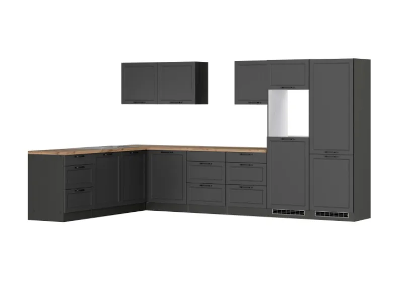Held Möbel Held Küchen Winkelküche Kempten 360 cm Grau/Graphit ohne E-Geräte< Winkelküchen|Küchenschränke