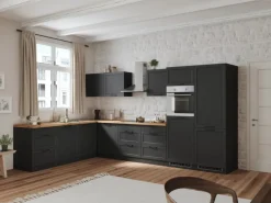 Held Möbel Held Küchen Winkelküche Kempten 360 cm Grau/Graphit ohne E-Geräte< Winkelküchen|Küchenschränke