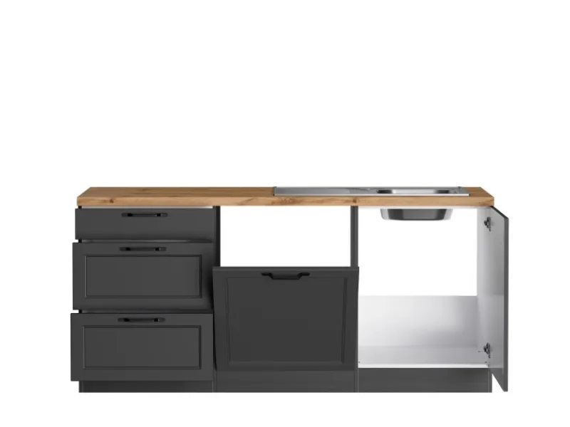 Held Möbel Held Küchen Winkelküche Kempten 360 cm Grau/Graphit ohne E-Geräte< Winkelküchen|Küchenschränke