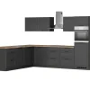 New Held Möbel Held Küchen Winkelküche Kempten 300 cm Grau/Graphit mit E-Geräten /autark