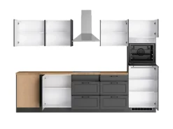 New Held Möbel Held Küchen Winkelküche Kempten 300 cm Grau/Graphit mit E-Geräten /autark
