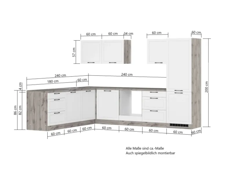 Held Möbel Küchenschränke<Held Küchen Winkelküche Kempten 300 cm ohne E-Geräte Graphit/Grau