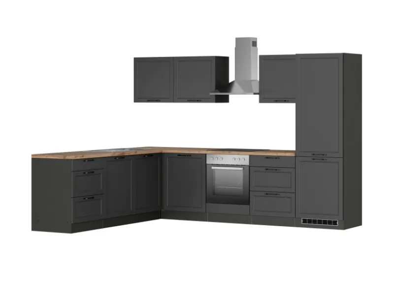 Held Möbel Winkelküchen|Herde<Held Küchen Winkelküche Kempten 300 cm mit E-Geräten Graphit/Grau