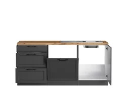 Clearance Held Möbel Held Küchen Winkelküche Kempten 360 cm Grau/Graphit ohne E-Geräte /autark