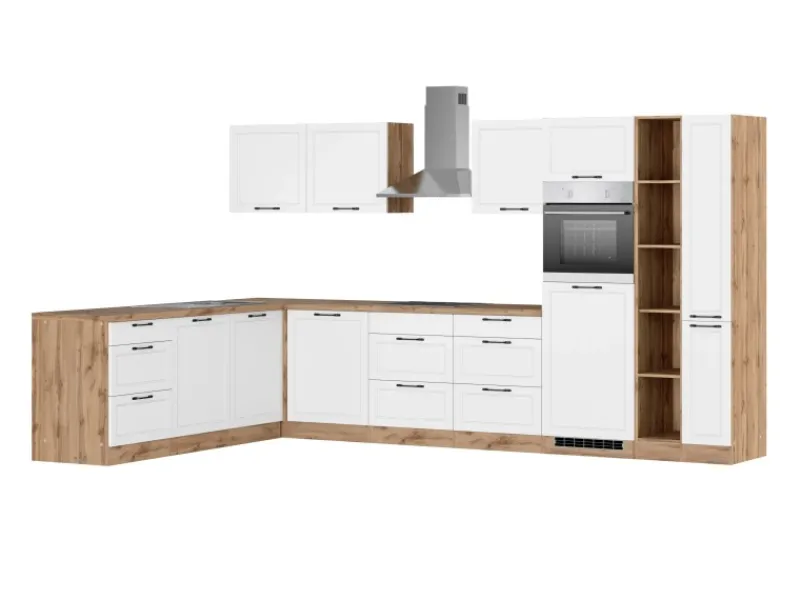 Held Möbel Held Küchen Winkelküche Kempten 360 cm Grau/Graphit mit E-Geräten autark Indukt.< Winkelküchen|Kochfelder
