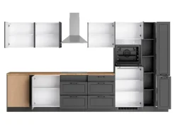 Sale Held Möbel Held Küchen Winkelküche Kempten 360 cm Weiß/Wotan mit E-Geräten autark Indukt.