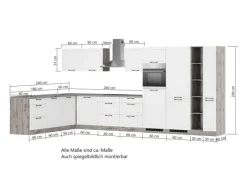 Held Möbel Winkelküchen|Kochfelder<Held Küchen Winkelküche Kempten 420 cm Grau/Graphit mit E-Geräten Induktion