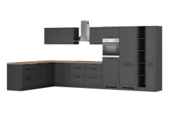 Clearance Held Möbel Held Küchen Winkelküche Kempten 420 cm Grau/Graphit mit E-Geräte