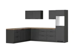 Held Möbel Held Küchen Winkelküche Kempten 300 cm Grau/Graphit ohne E-Geräte /autark< Winkelküchen|Küchenschränke