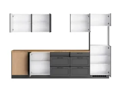 Held Möbel Held Küchen Winkelküche Kempten 300 cm Grau/Graphit ohne E-Geräte /autark< Winkelküchen|Küchenschränke