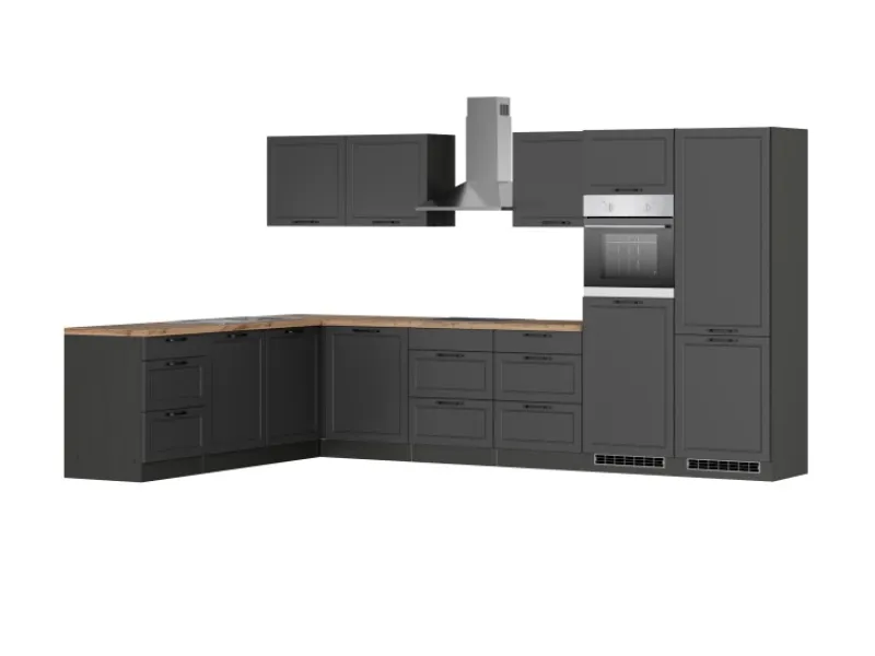 Hot Held Möbel Held Küchen Winkelküche Kempten 360 cm Grau/Graphit mit E-Geräte