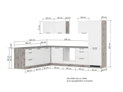 Held Möbel Winkelküchen|Küchenschränke<Held Küchen Winkelküche Kempten 300 cm ohne E-Geräte Wotan/Weiß