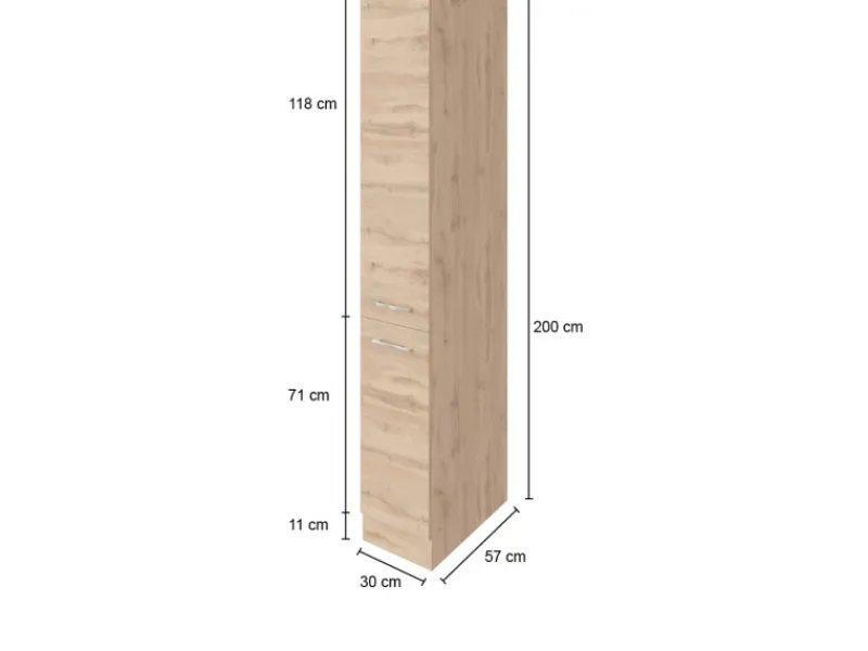 Held Möbel Apothekerschrank Sorrento 30x200x60cm 2 Auszüge Ant.-Wotan< Gefrierschränke|Kühlschränke
