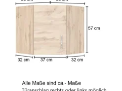 Best Held Möbel Küchen-Eck-Hängeschrank Sorrento BxHxT 60x57x60cm WotanEiche