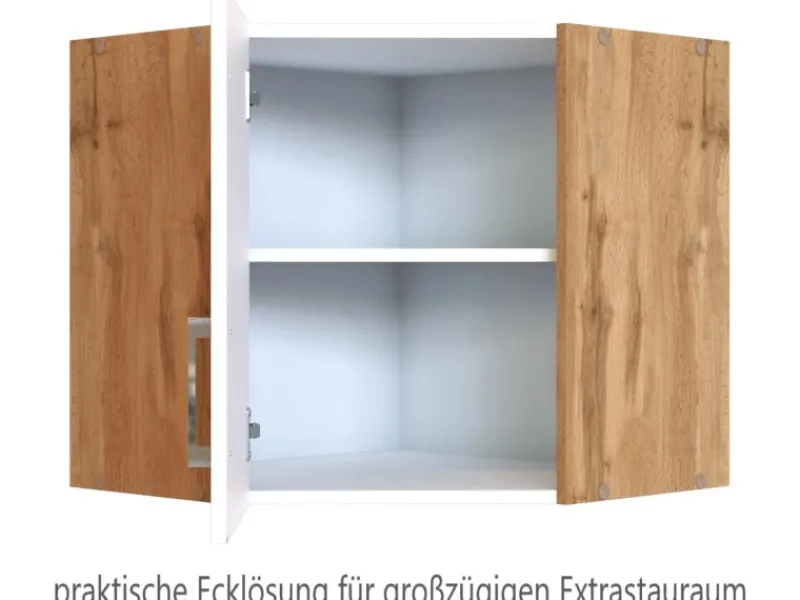 Held Möbel Kühlschränke|Küchenschränke<Küchen-Eck-Hängeschrank Sorrento BxHxT 60cmx57cmx60cm Weiß-WotanEiche