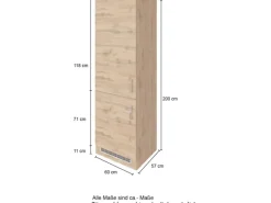 Clearance Held Möbel Küchen-Gefrierschrankumbau Sorrento B60 x H200 x T60 cm Wotaneiche