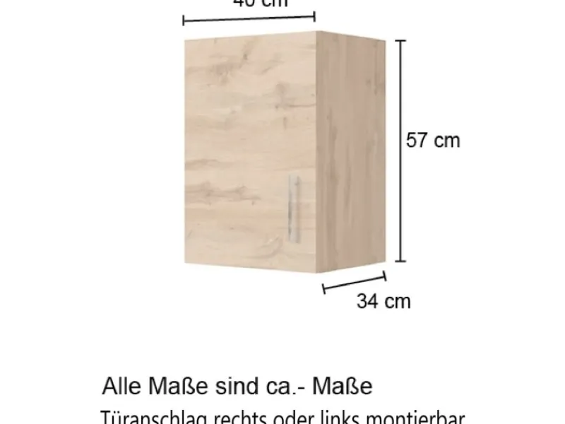 Outlet Held Möbel Küchen-Hängeschrank Sorrento BxHxT 40x57x34cm WotanEiche-WotanEiche