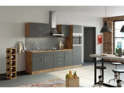 Outlet Held Möbel Küchen-Hängeschrank Sorrento BxHxT 50x57x34cm Anthrazit-Wotaneiche