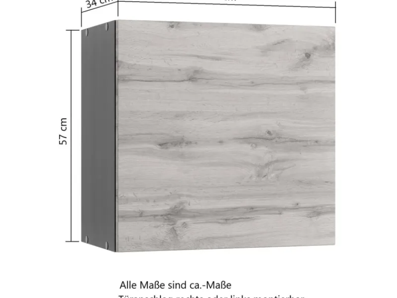 Held Möbel Küchen-Hängeschrank Turin 60 cm Wotaneiche/Graphit Wotaneiche-Graphit