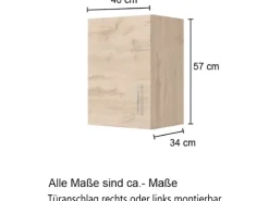 Online Held Möbel Küchen-Hängeschrank Sorrento BxHxT 40x57x34cm Anthrazit-Wotaneiche