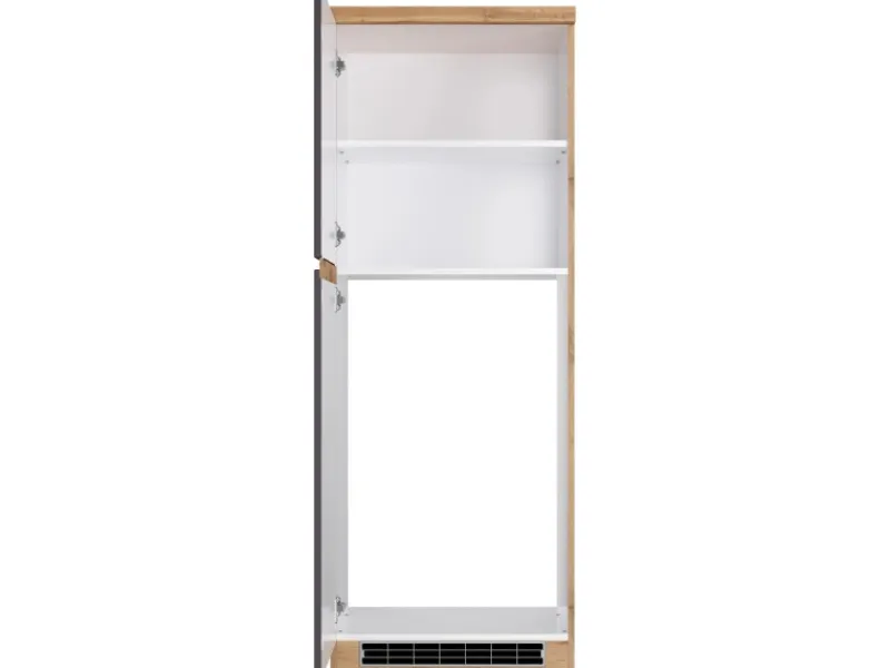 Held Möbel Küchen-Kühlschrankumbauschrank Turin 60 cm Graphit/Wotaneiche Graphit-Wotaneiche