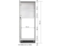 Held Möbel Küchen-Kühlschrankumbauschrank Turin 60 cm Graphit/Wotaneiche Graphit-Wotaneiche