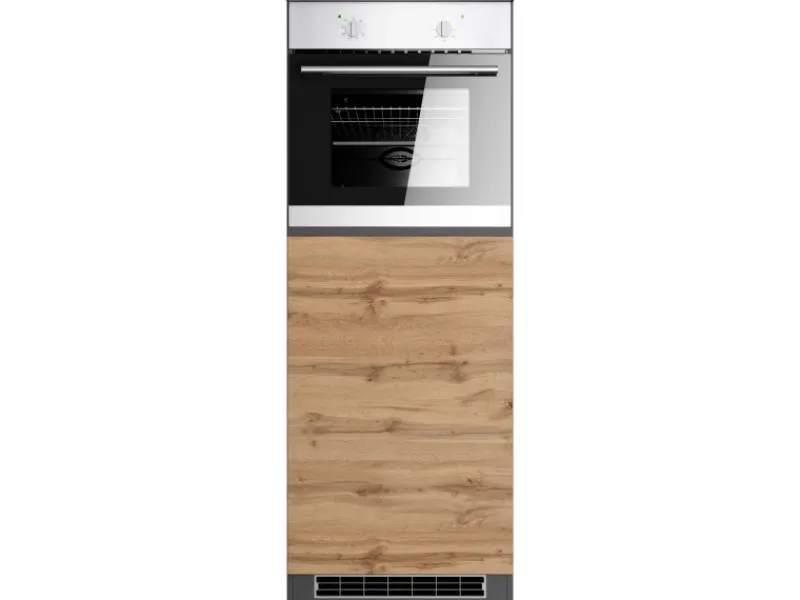 Clearance Held Möbel Küchen-Kühlschrank/Ofenumbauschrank Turin 60 cm Wotaneiche/Graphit Wotaneiche-Graphit