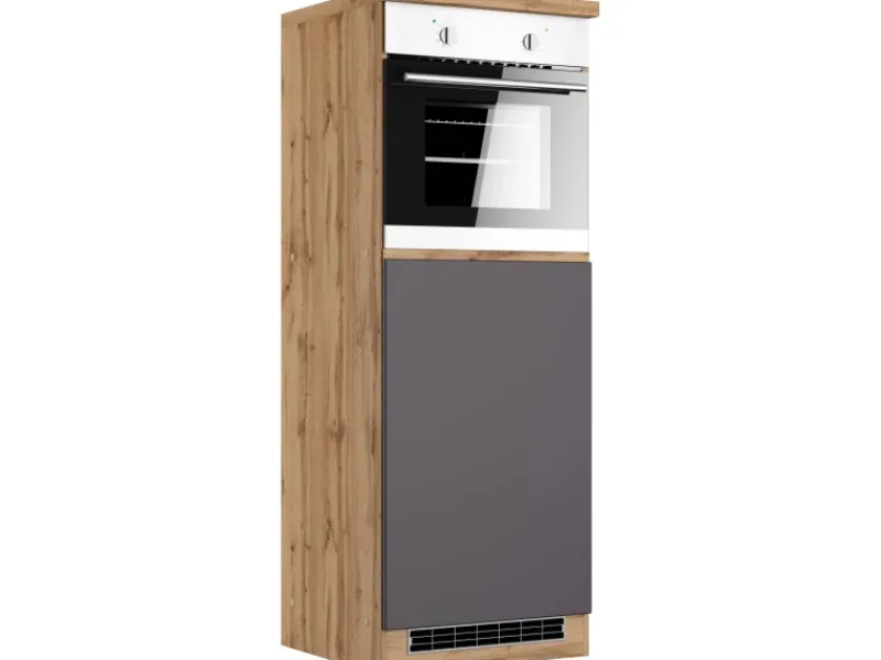 Held Möbel Küchen-Kühlschrank/Ofenumbauschrank Turin 60 cm Graphit/Wotaneiche< Kühlschränke
