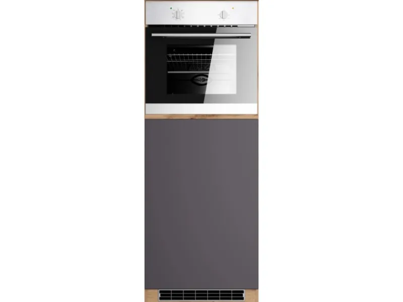 Held Möbel Küchen-Kühlschrank/Ofenumbauschrank Turin 60 cm Graphit/Wotaneiche< Kühlschränke