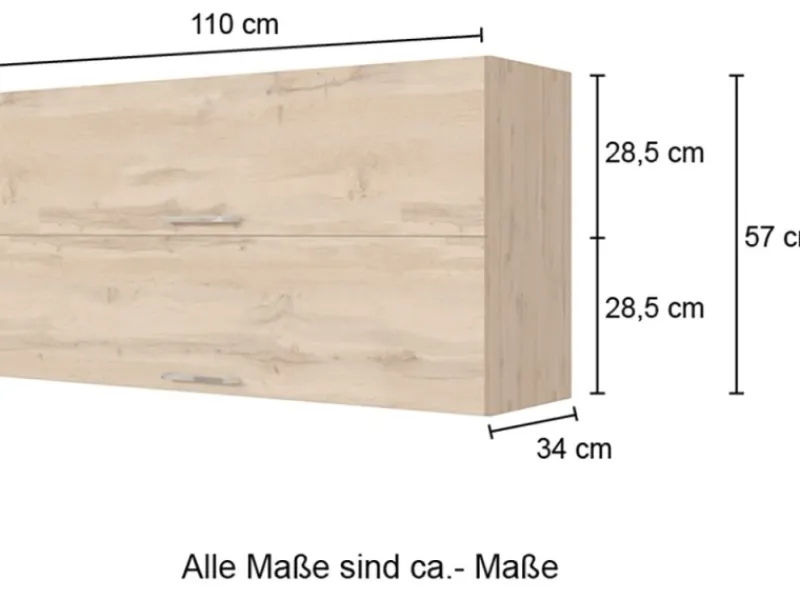 Sale Held Möbel Küchen-Klapphängeschrank Sorrento BxHxT 110x 57x 34cm Weiß-Wotaneiche