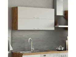 Sale Held Möbel Küchen-Klapphängeschrank Sorrento BxHxT 110x 57x 34cm Weiß-Wotaneiche