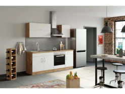 Best Held Möbel Küchen-Klapphängeschrank Sorrento BxHxT 100x 57x 34cm Weiß-Wotaneiche