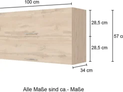 Best Held Möbel Küchen-Klapphängeschrank Sorrento BxHxT 100x 57x 34cm Weiß-Wotaneiche