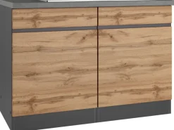 Held Möbel Küchenschränke<Küchen-Spülenunterschrank Turin 120 cm mit 2 Türen Wotaneiche/Graphit