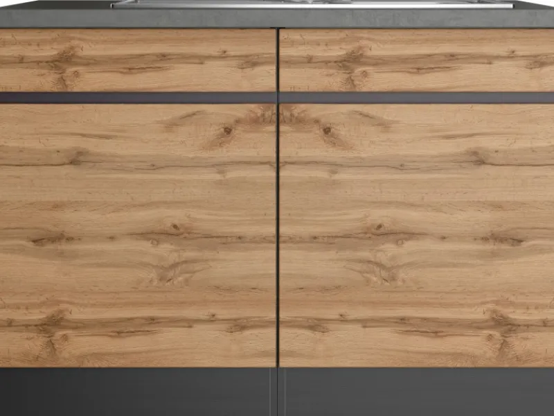 Held Möbel Küchenschränke<Küchen-Spülenunterschrank Turin 120 cm mit 2 Türen Wotaneiche/Graphit