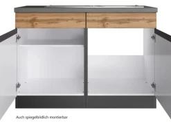 Held Möbel Küchenschränke<Küchen-Spülenunterschrank Turin 120 cm mit 2 Türen Wotaneiche/Graphit