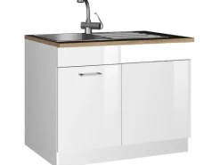 Held Möbel Küchen-Spülenunterschrank Mailand 110 cm Hochglanz /< Küchenschränke|Einbauküchen