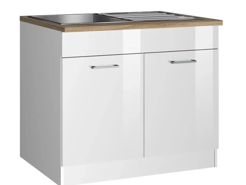 Held Möbel Küchen-Spülenunterschrank Mailand 100 cm Hochglanz /< Küchenschränke