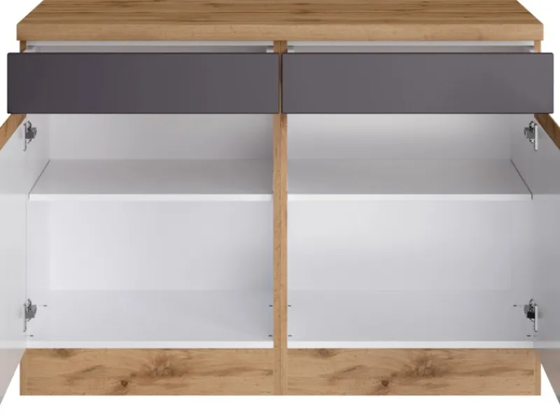 Held Möbel Küchenunterschrank Turin 120 cm Graphit/Wotaneiche< Single-Küchen|Pantryküchen