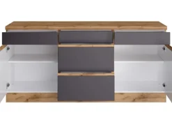 Held Möbel Küchenunterschrank Turin 180 cm Graphit/Wotaneiche< Küchenschränke