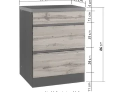 Held Möbel Küchenschränke<Küchenunterschrank Turin 60 cm mit Auszügen Wotaneiche/Graphit
