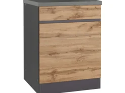 Held Möbel Einbauküchen<Küchenunterschrank Turin 60 cm 1 Tür 1 Schublade Wotaneiche/Graphit