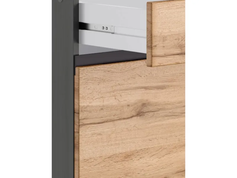 Held Möbel Einbauküchen<Küchenunterschrank Turin 60 cm 1 Tür 1 Schublade Wotaneiche/Graphit