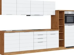 Held Möbel Küchenzeile 330 cm Matt Weiß-Wotaneiche< Kochfelder|Kühlschränke