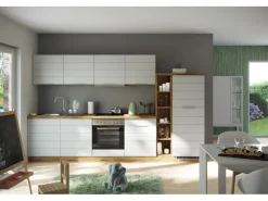 Held Möbel Küchenzeile 330 cm Matt Weiß-Wotaneiche< Kühlschränke