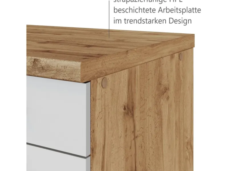 Held Möbel Einbauküchen|Kochfelder<Küchenzeile 240 cm Matt Weiß-Wotaneiche