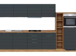 Held Möbel Küchenzeile 330 cm Matt Grau-Wotaneiche< Kochfelder|Kühlschränke
