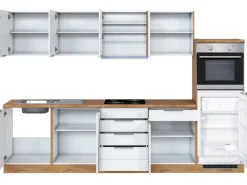 Held Möbel Küchenzeile 300 cm Matt Weiß-Wotaneiche< Kühlschränke