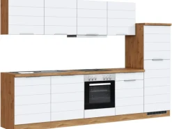 Sale Held Möbel Küchenzeile 300 cm Matt Weiß-Wotaneiche