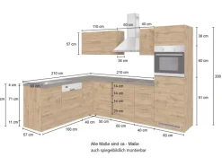Held Möbel Winkelküchen<Küchenzeile Sorrento 210/ 270 cm Wotaneiche o. E-Geräte Winkel